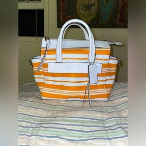 COACH Bleeker Woven Stripe Mini Riley Carryall-31001!!